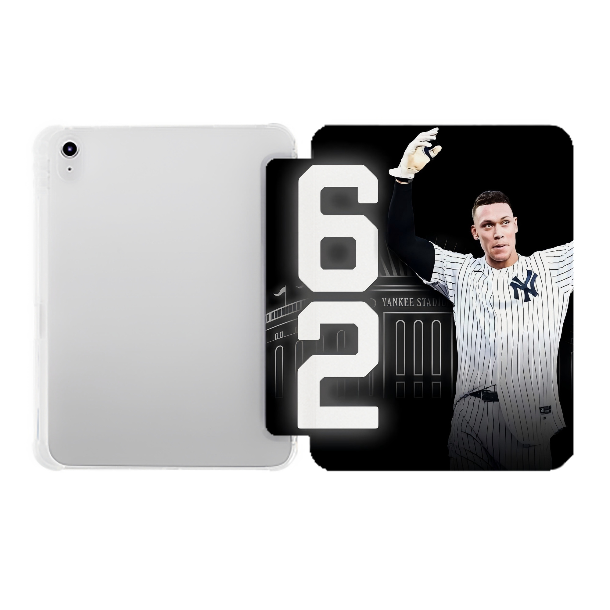 Aaron Judge 62nd Home Run Premium Tri-Fold PU Leather & Silicone IPad Case With Pencil Slot – Fits 9.5,10.5,10.9 – Adjustable Stand, Slim, Protective